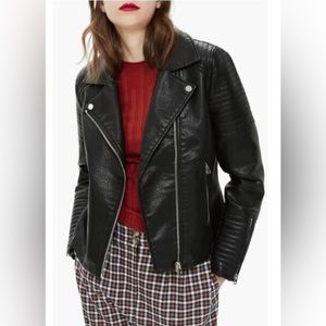 Black Faux Leather Jacket - Topshop - Size 8